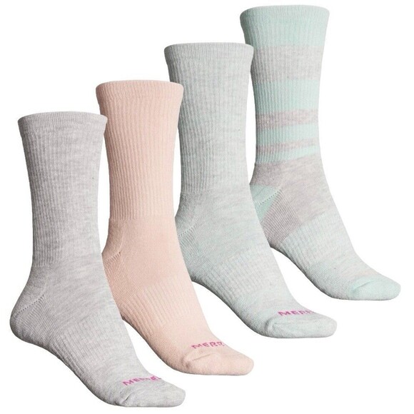 Merrell Women’s Block Stripe‎ Socks - 4-Pack, Crew Size S/M New - Picture 1 of 7